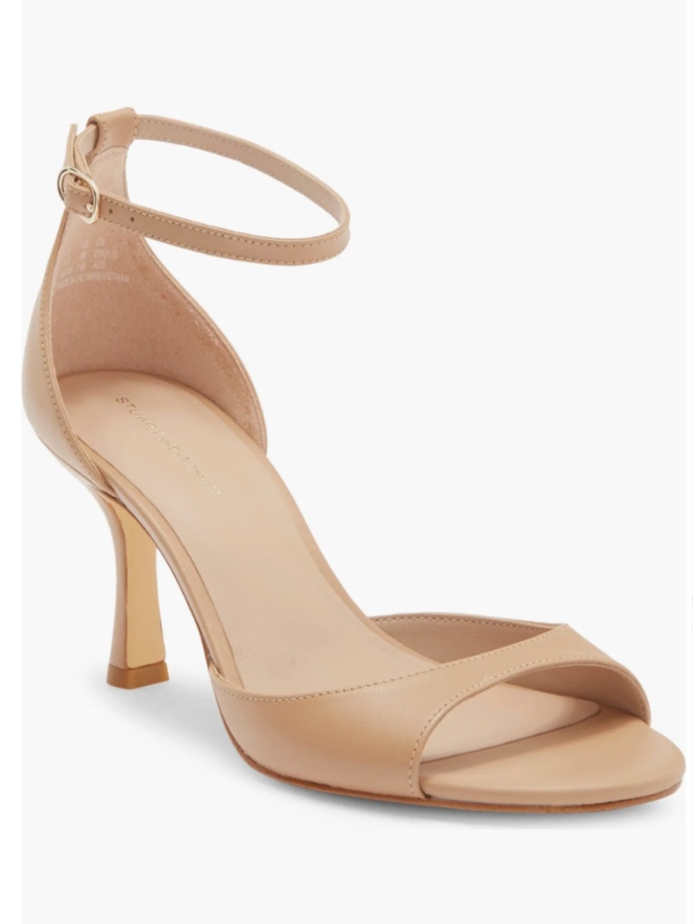 Stuart Weitzman Isla Ankle Strap Sandals in Nude Golden Beige Womens 8 NEW